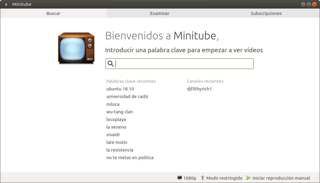 Minitube, una aplicación para reproducir vídeos de YouTube